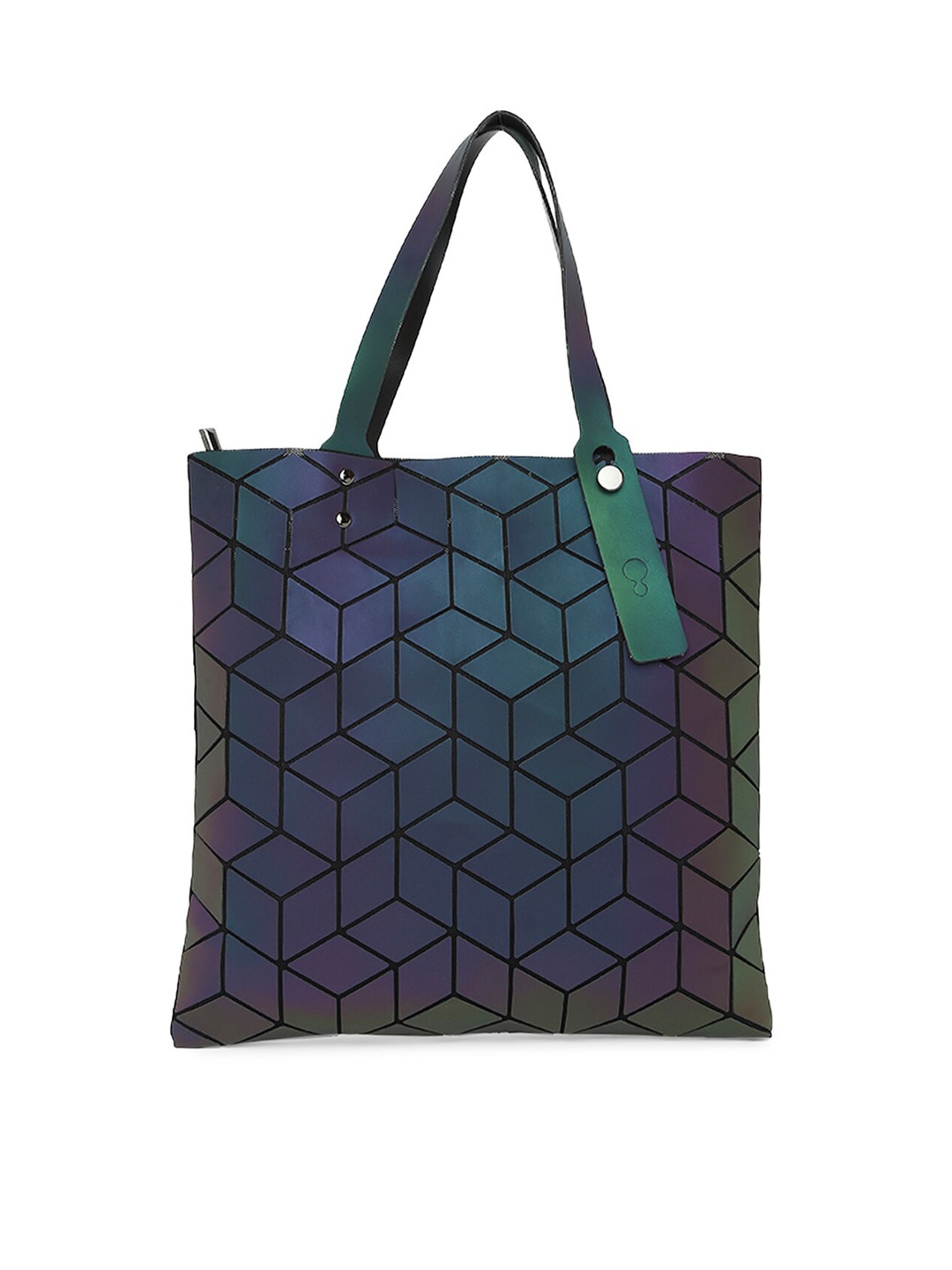 

BAOMI Grey Geometric Textured PU Structured Handheld Bag