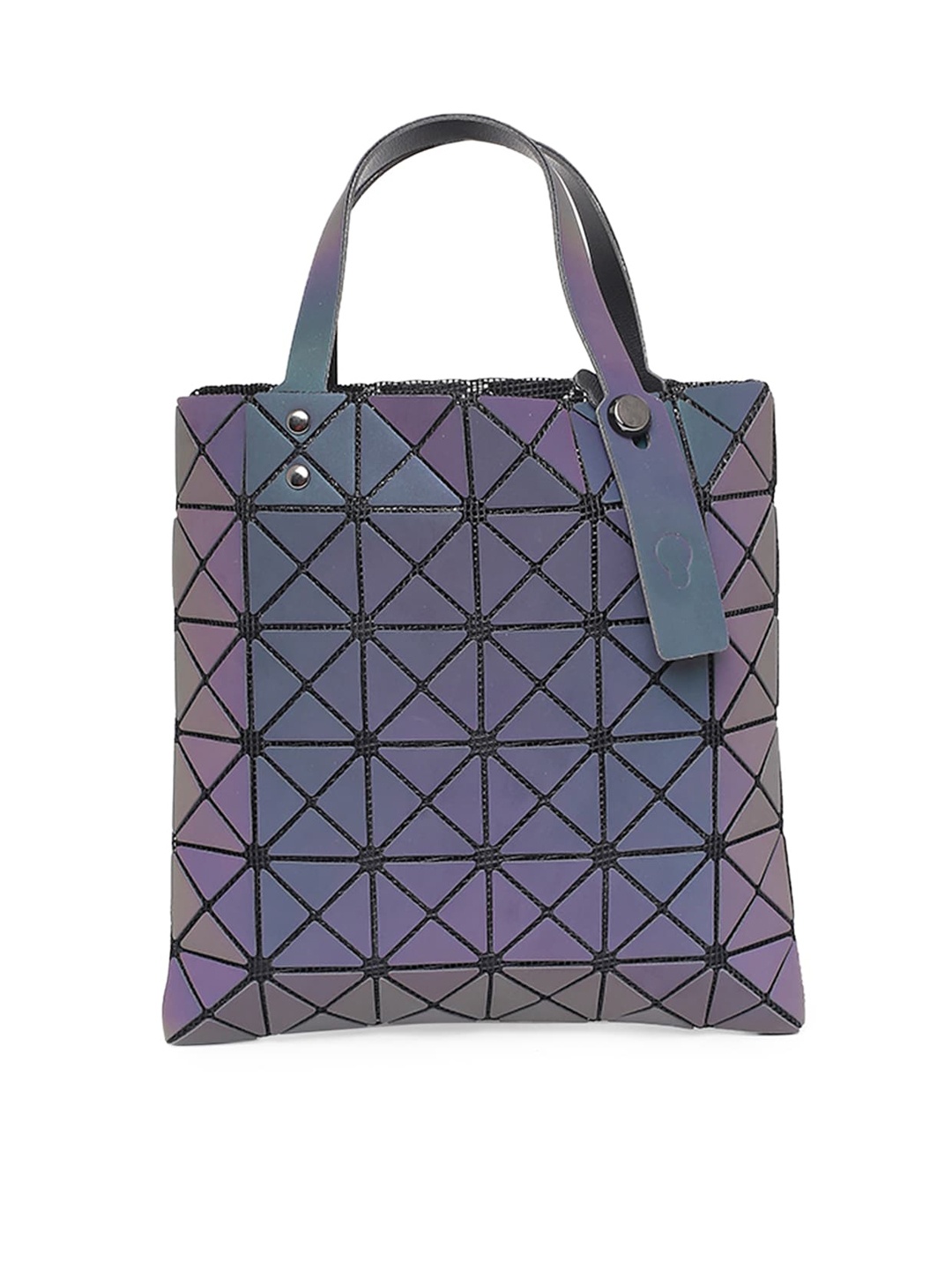 

BAOMI Grey Geometric Checked PU Structured Handheld Bag