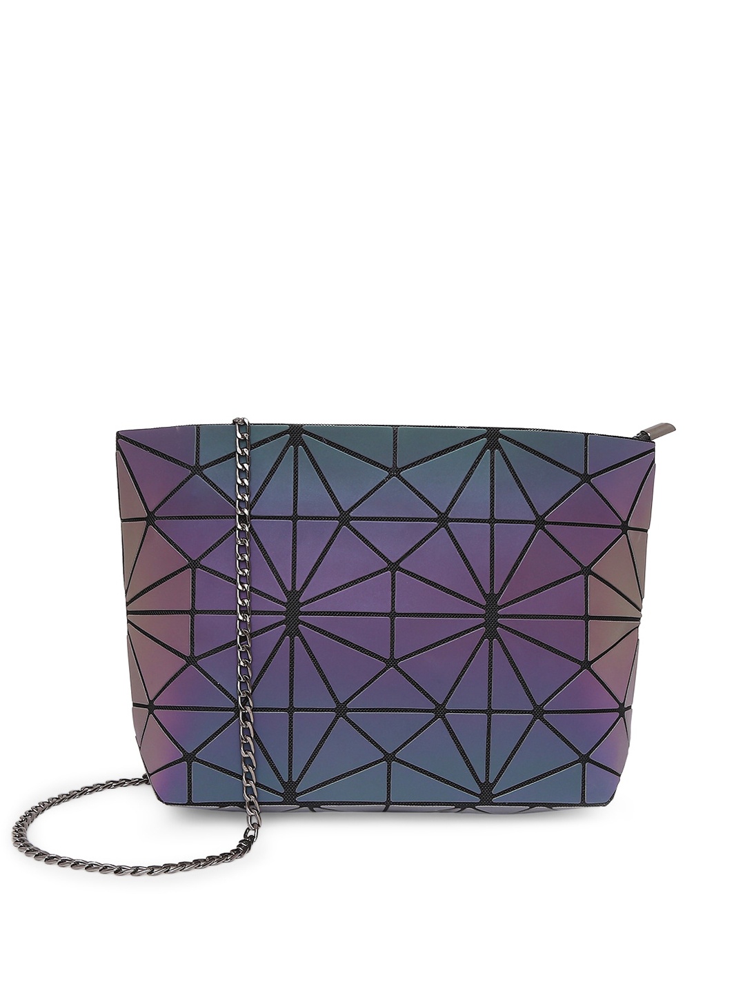 

BAOMI Women Grey Geometric Checked PU Structured Sling Bag