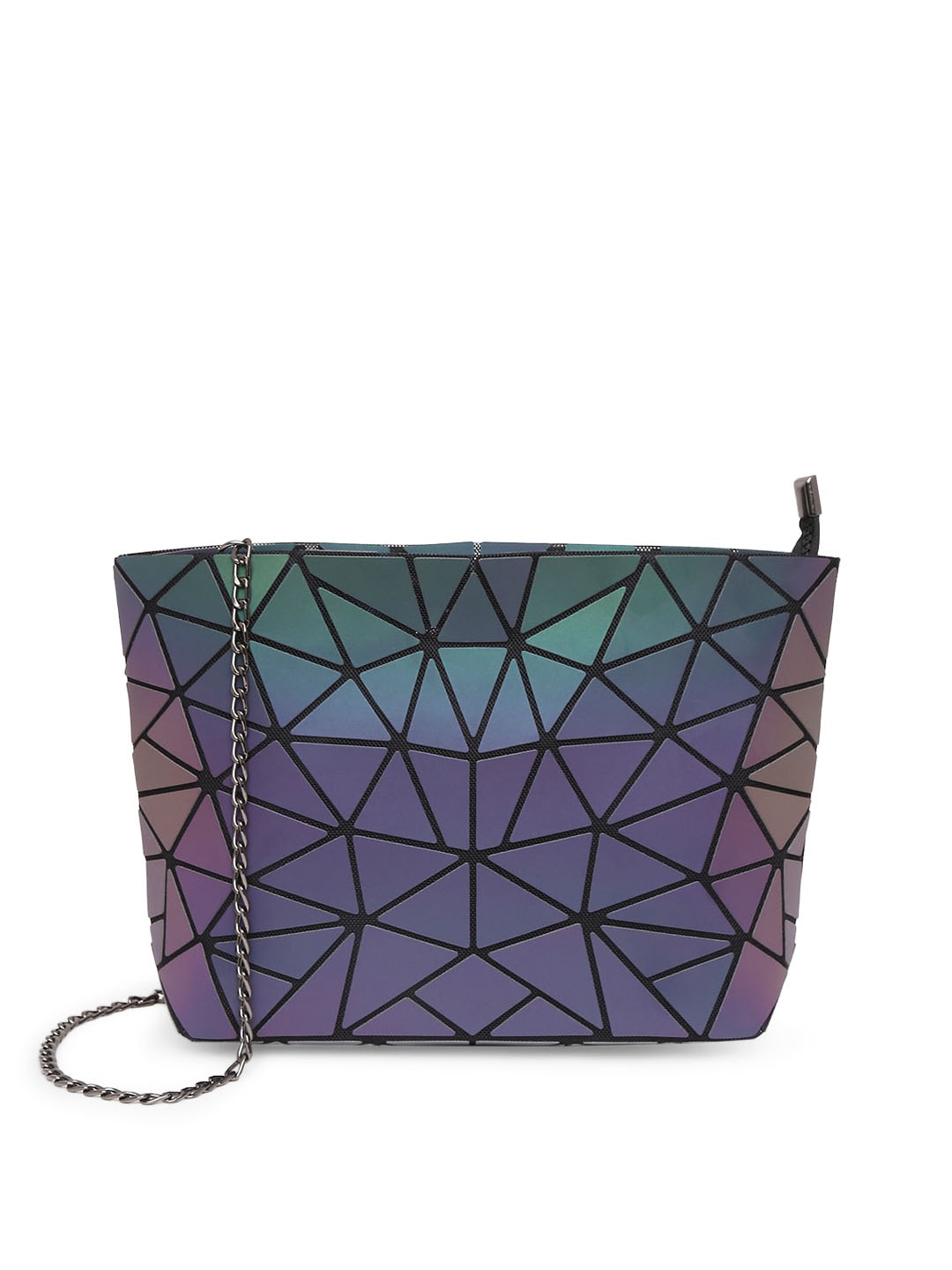 

BAOMI Geometric Textured PU Structured Sling Bag, Grey