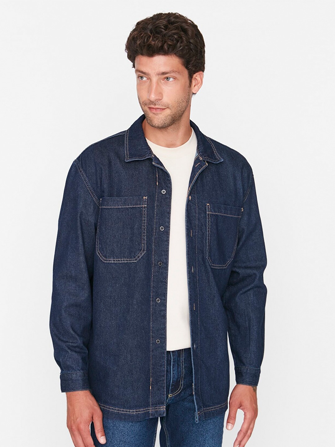 

Trendyol Men Navy Blue Casual Shirt