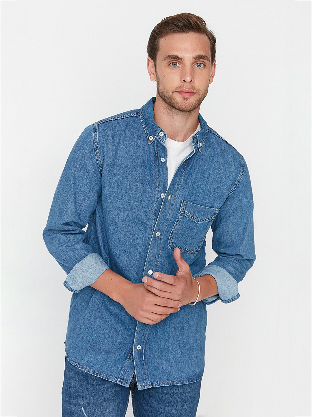 

Trendyol Men Blue Casual Shirt