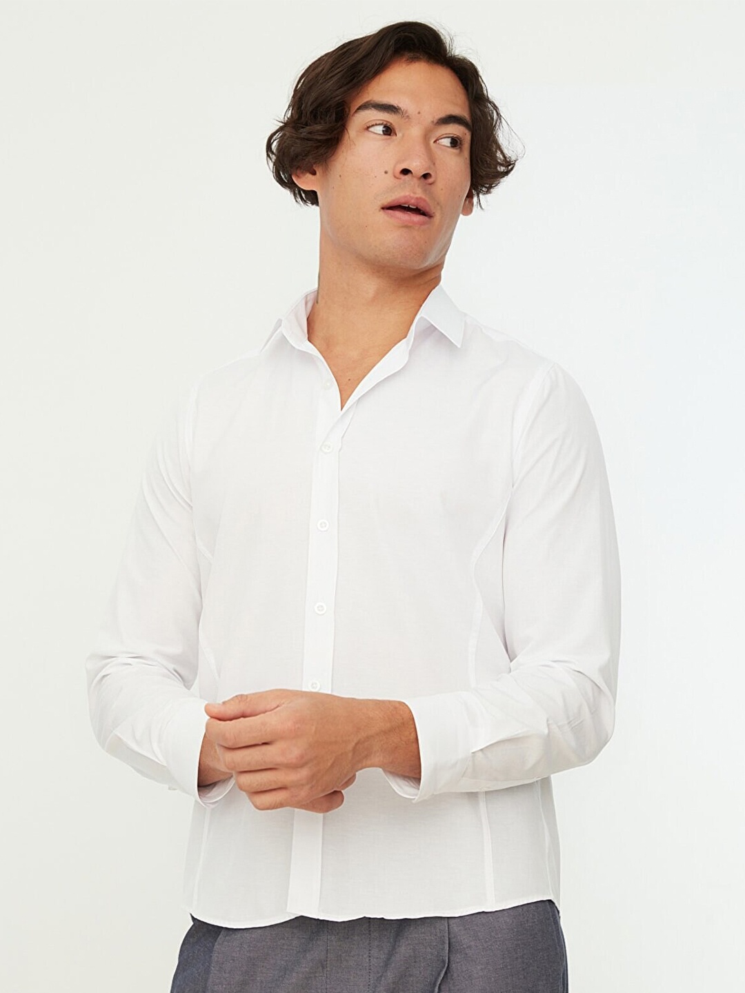 

Trendyol Men White Solid Casual Shirt
