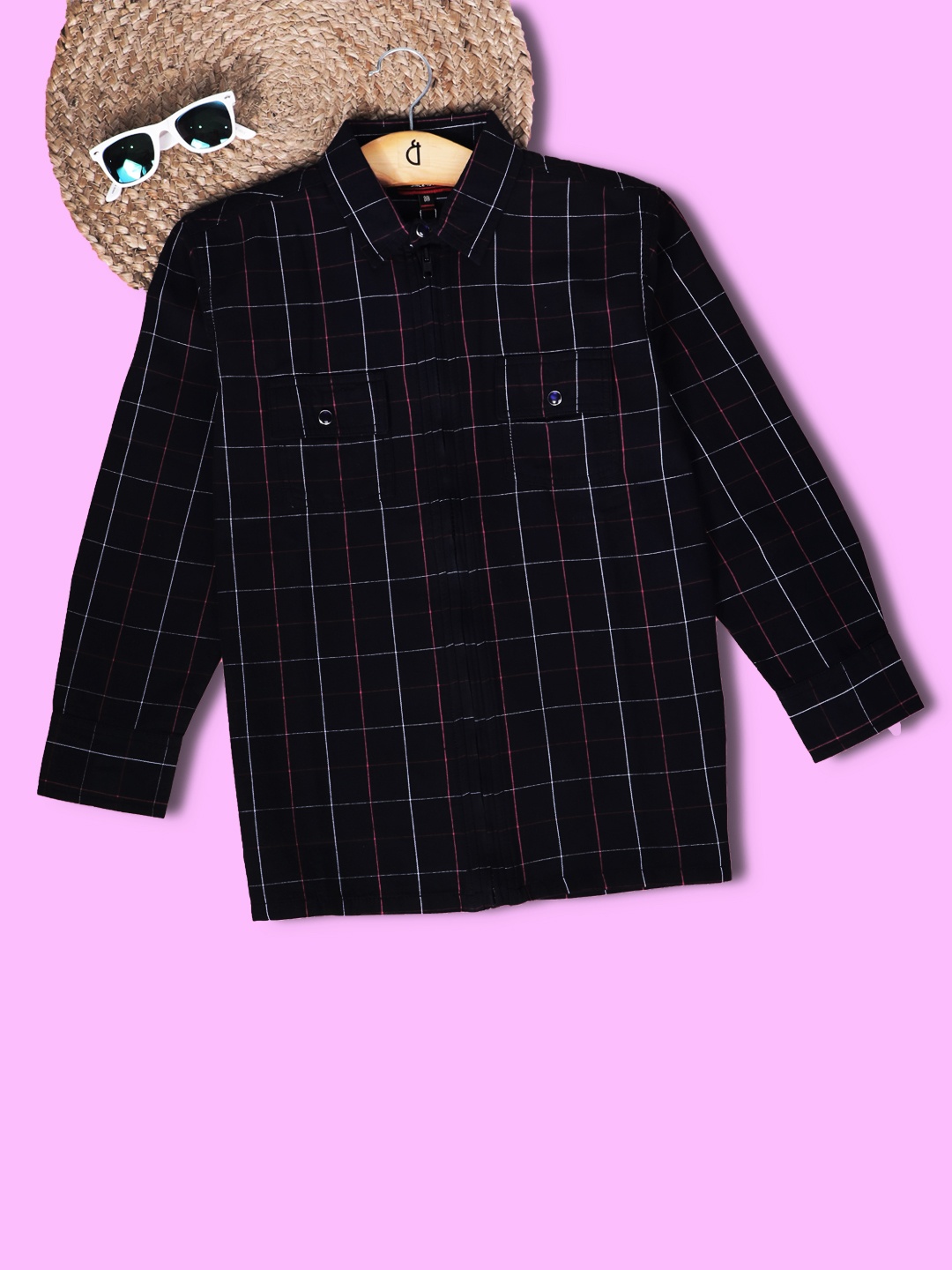 

Gini and Jony Boys Navy Blue Checked Bomber Jacket
