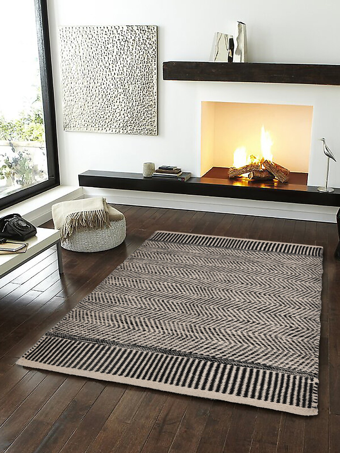 

Gulaab Jaipur Brown Geometric Printed Rug