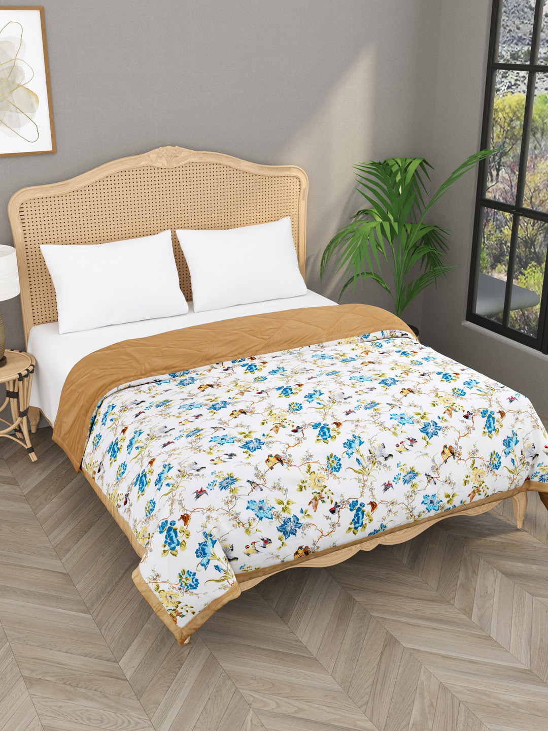 

Gulaab Jaipur 350GSM Blue & White Floral Mild Winter Double Bed Comforter