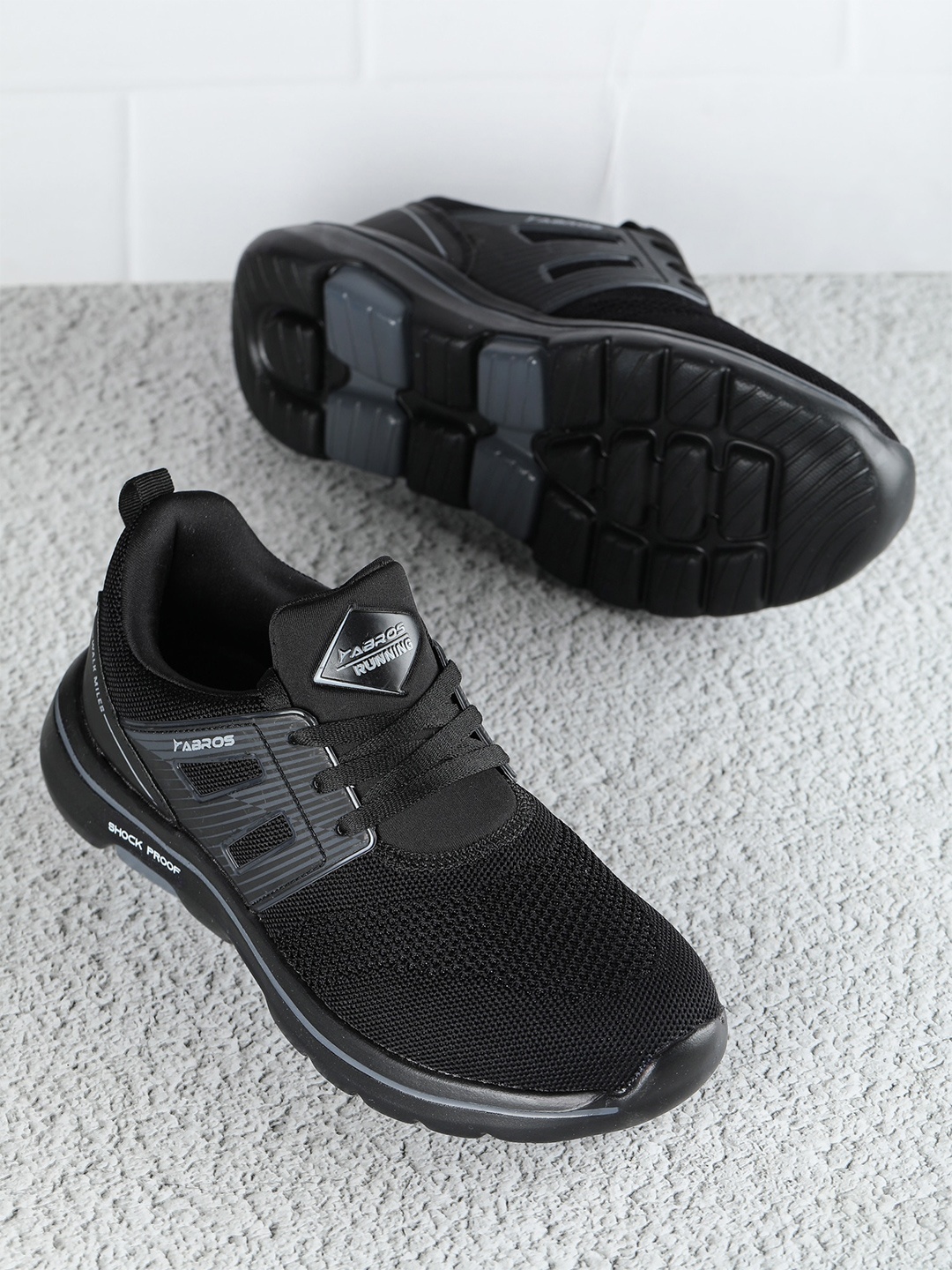 

ABROS Men Black Mesh Air Running Shoes