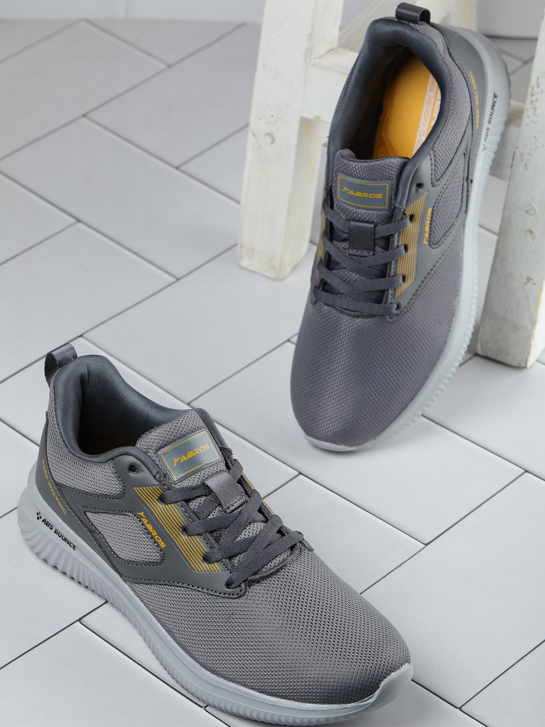 

ABROS Men Glide-O Running Sports Shoes, Steel