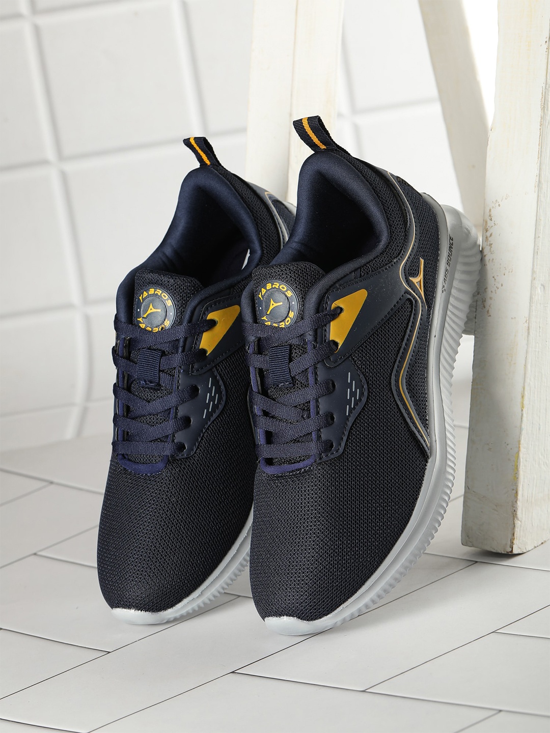 

ABROS Men Navy Blue Mesh Running Shoes