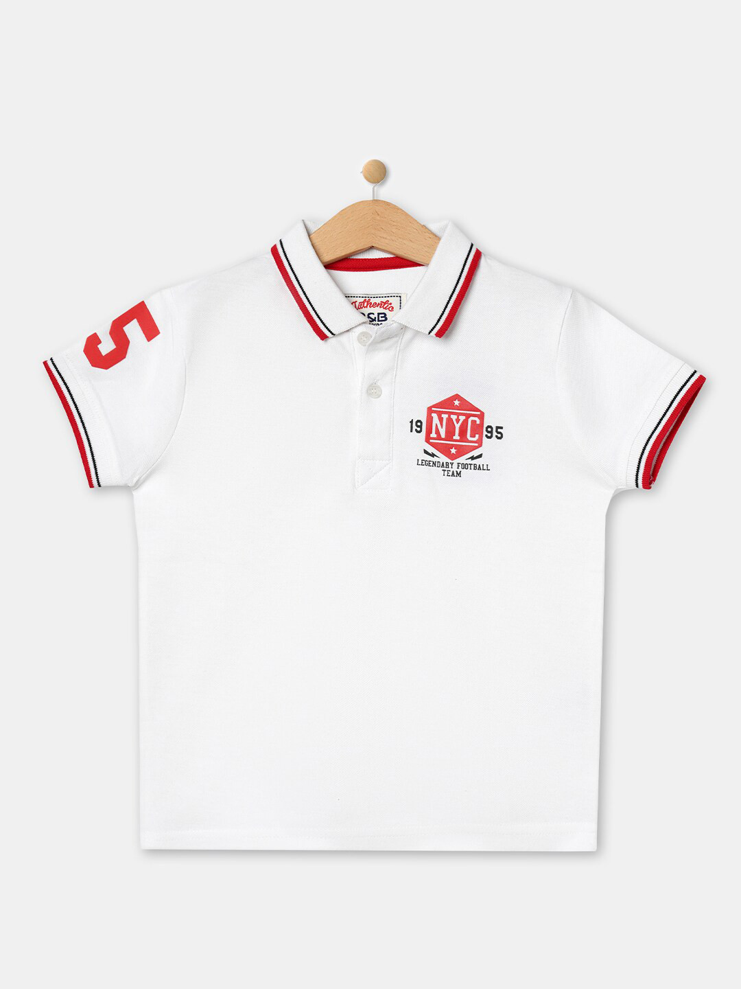 

R&B Boys White Polo Collar T-shirt