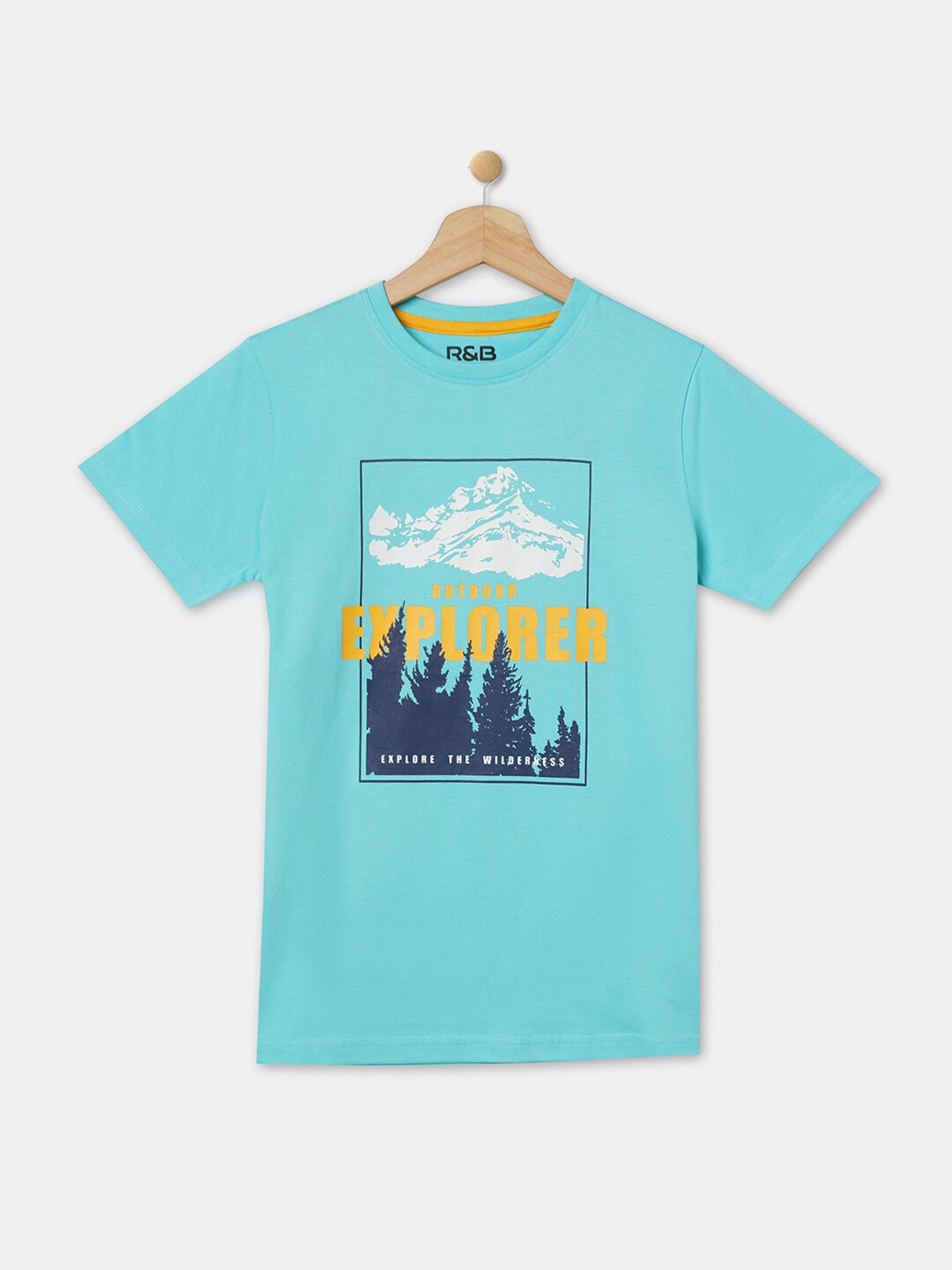 

R&B Boys Blue & Yellow Printed Round Neck T-shirt