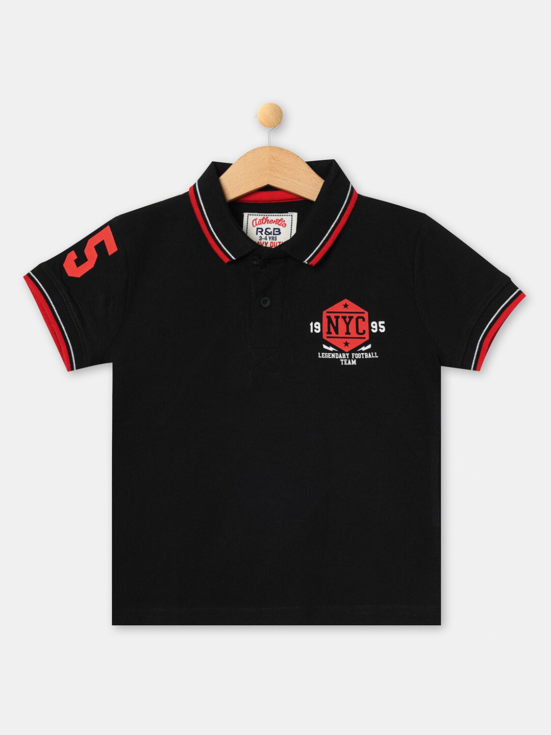

R&B Boys Black Polo Collar T-shirt