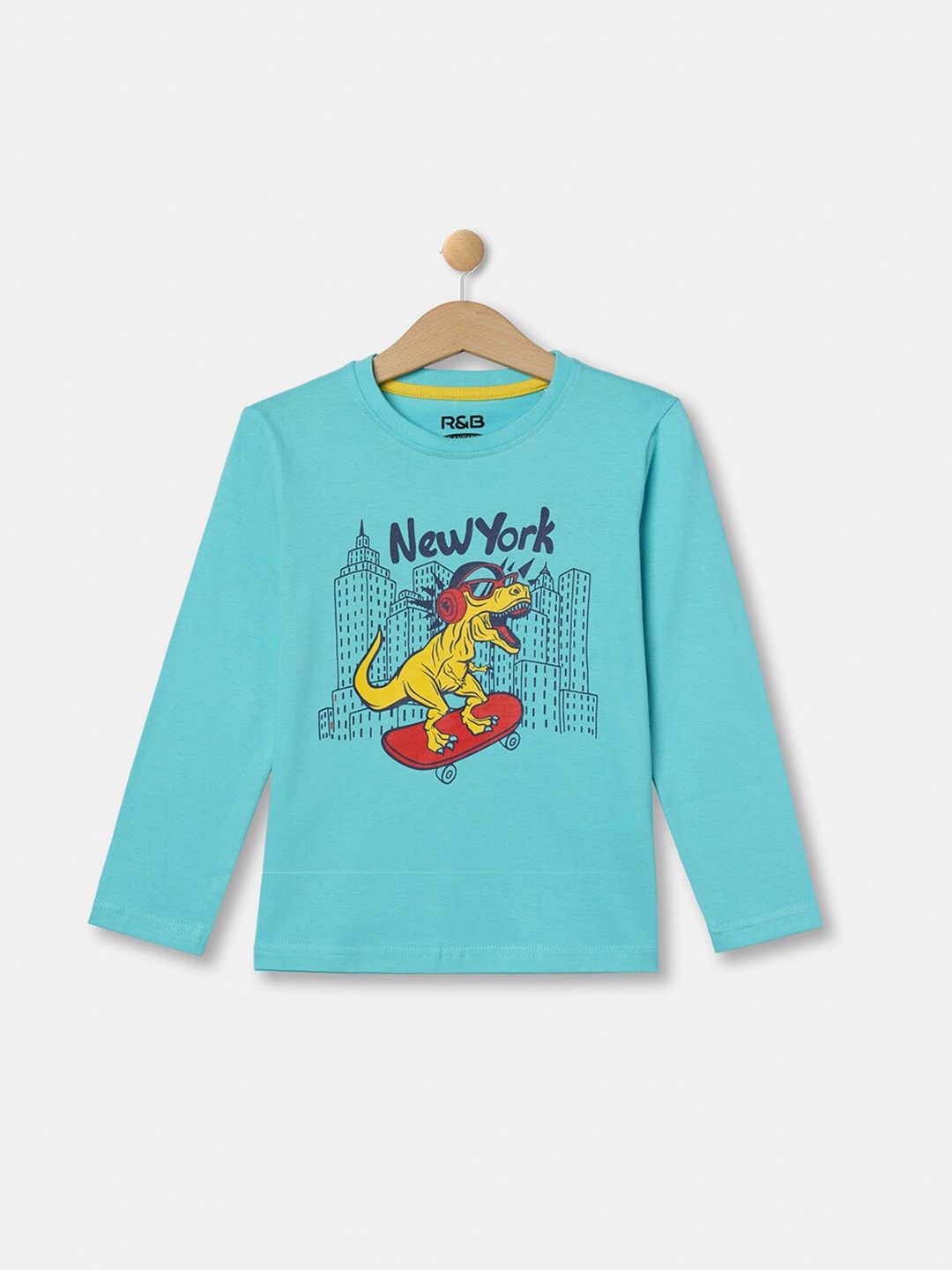 

R&B Boys Blue Printed Cotton T-shirt