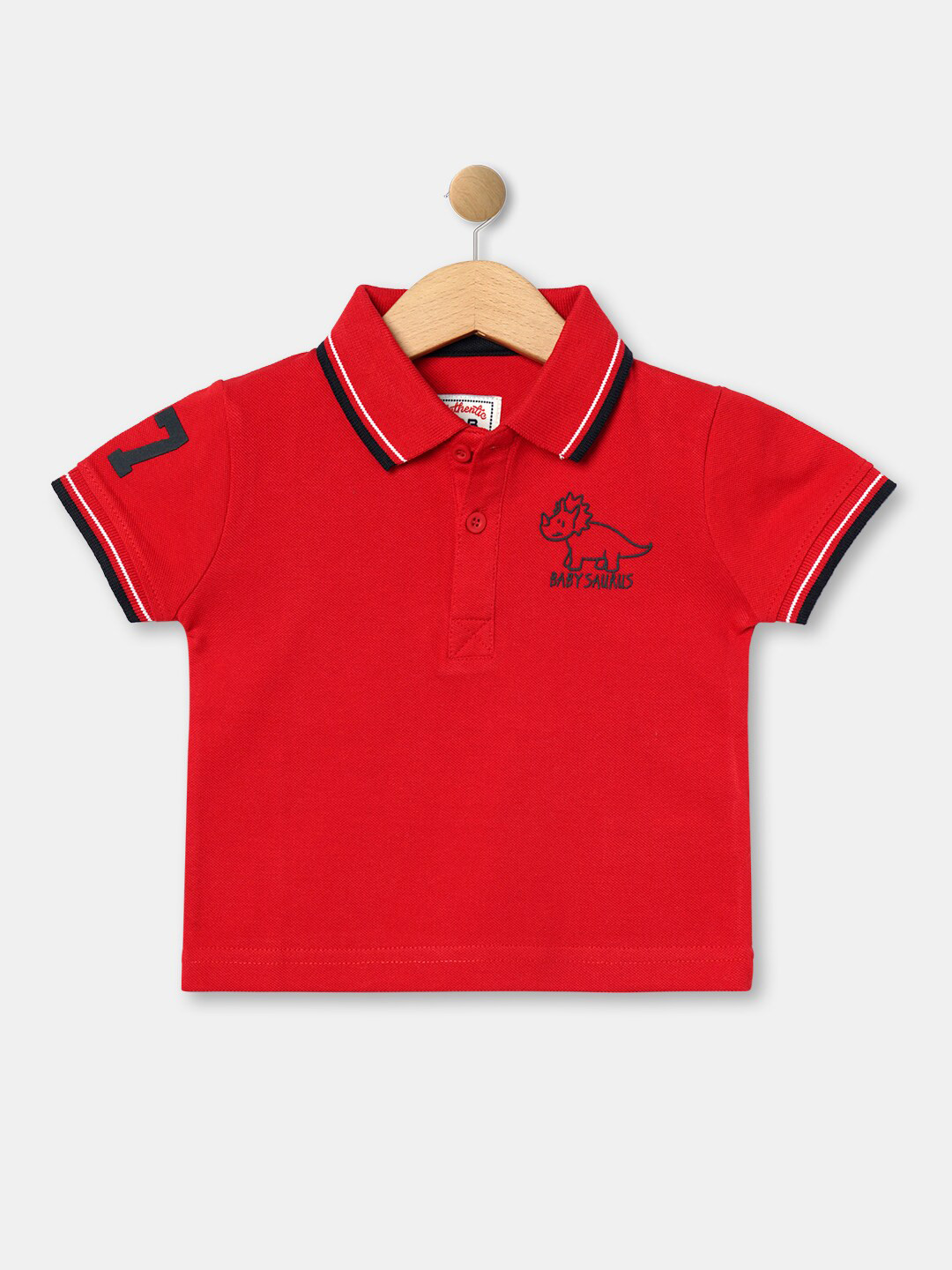 

R&B Boys Red Polo Collar Cotton T-shirt
