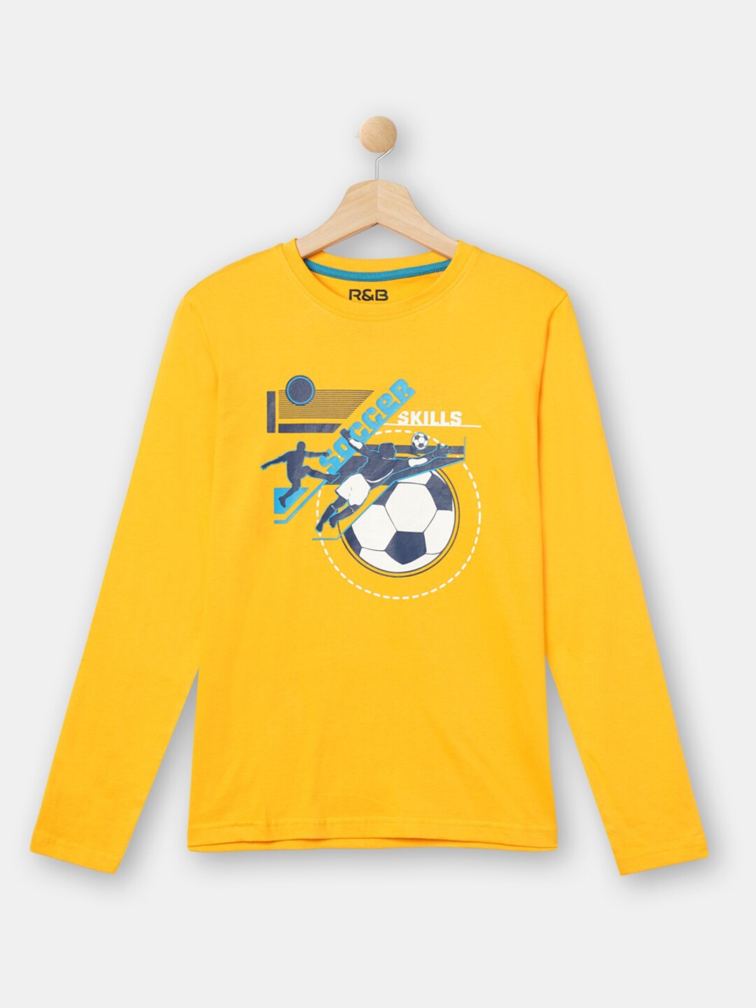 

R&B Boys Yellow Printed T-shirt
