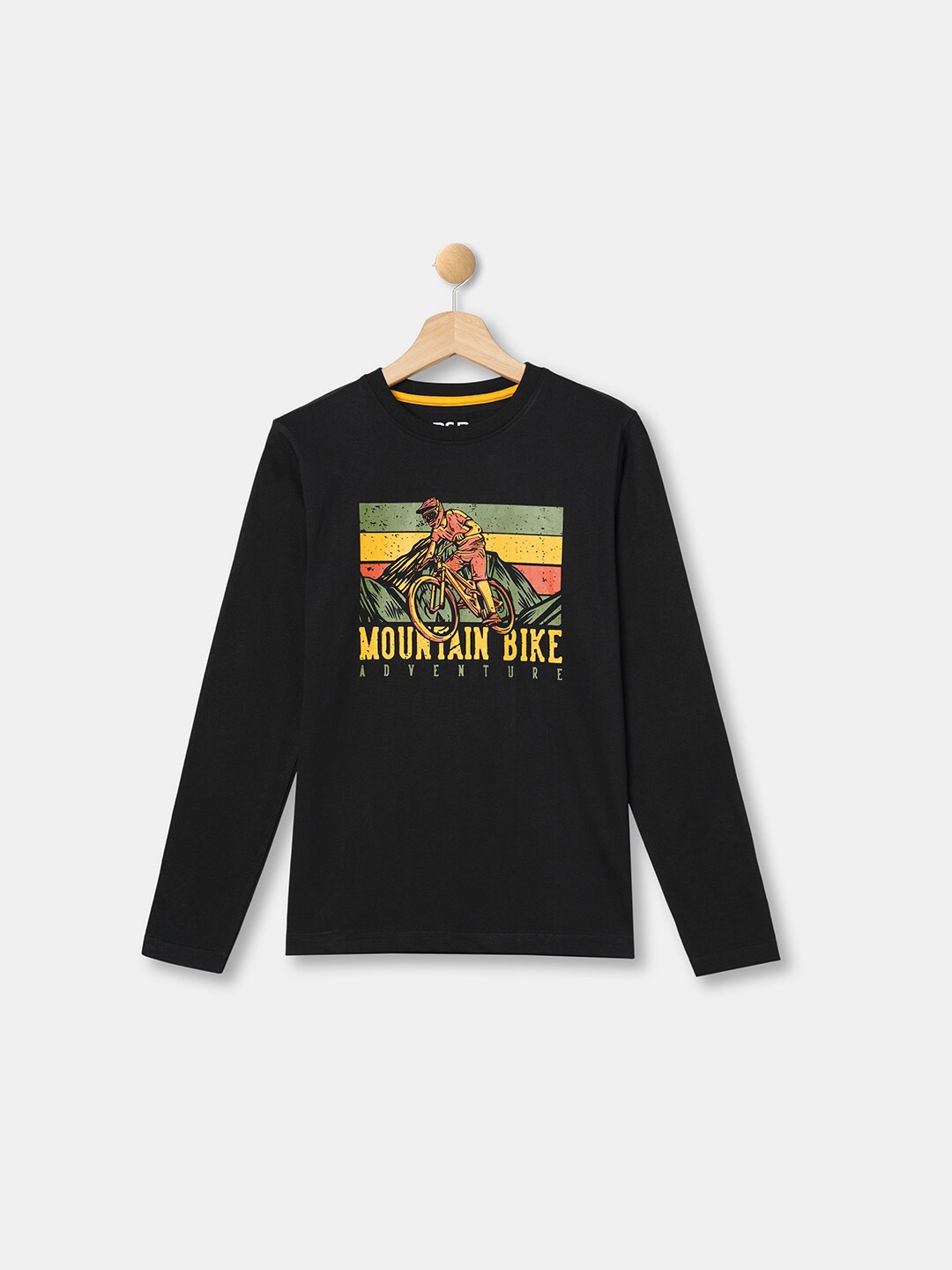 

R&B Boys Black Biker Printed Cotton T-shirt