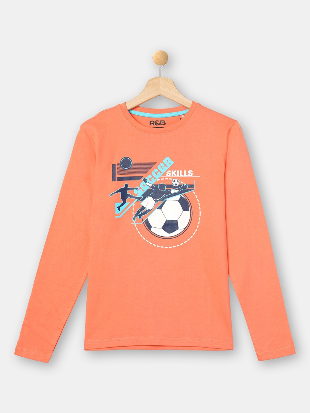 

R&B Boys Pink Printed Cotton T-shirt
