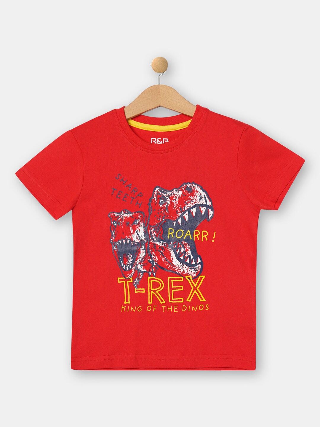 

R&B Boys Red Printed Cotton T-shirt