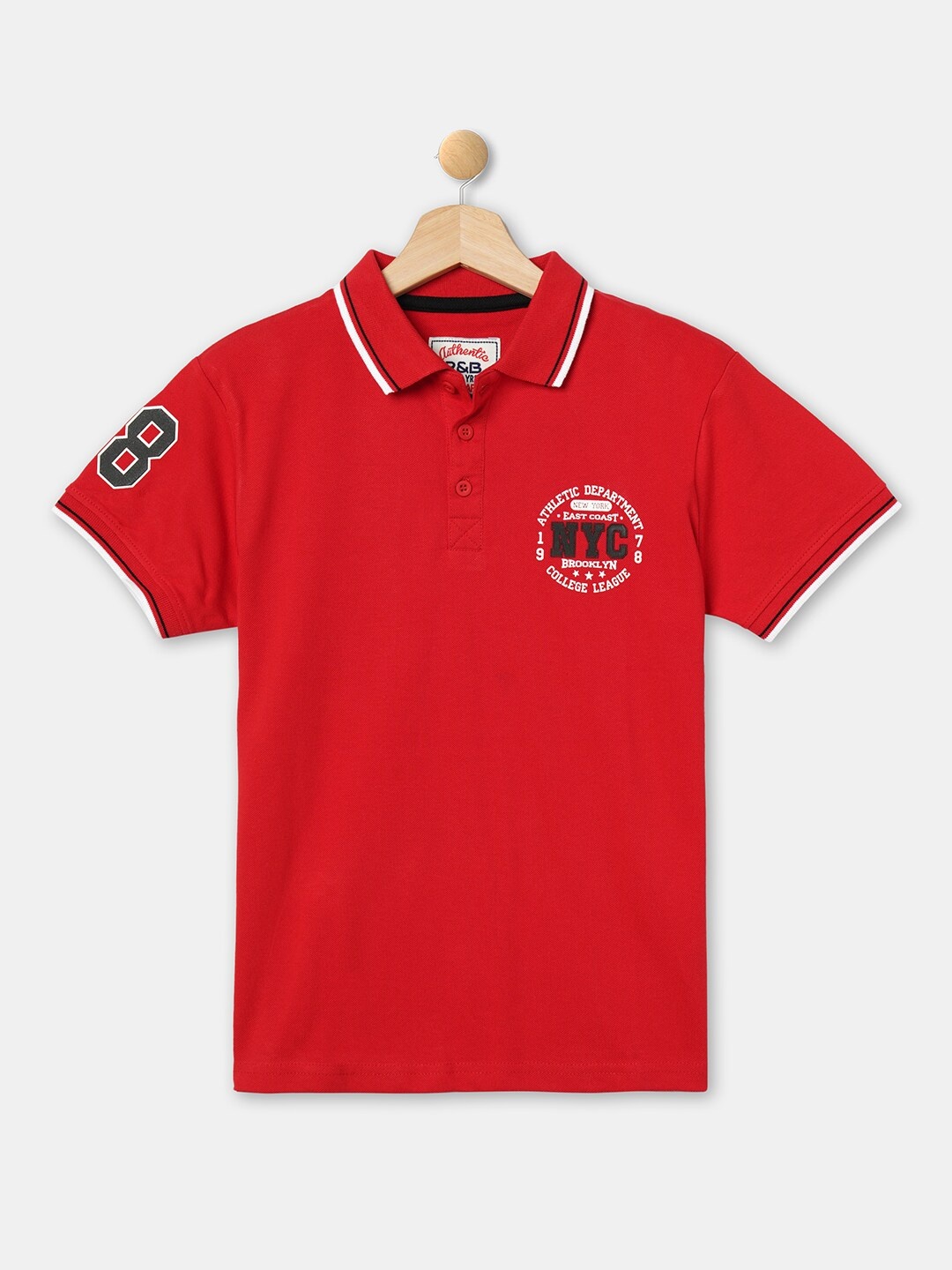 

R&B Boys Red Polo Collar Cotton T-shirt
