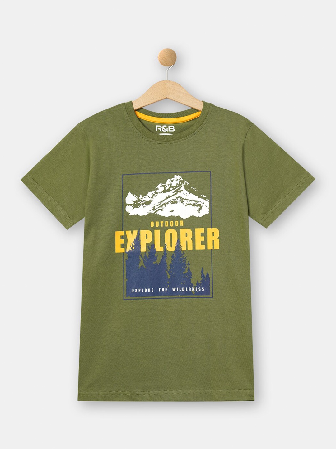 

R&B Boys Green & Blue Printed Cotton T-shirt
