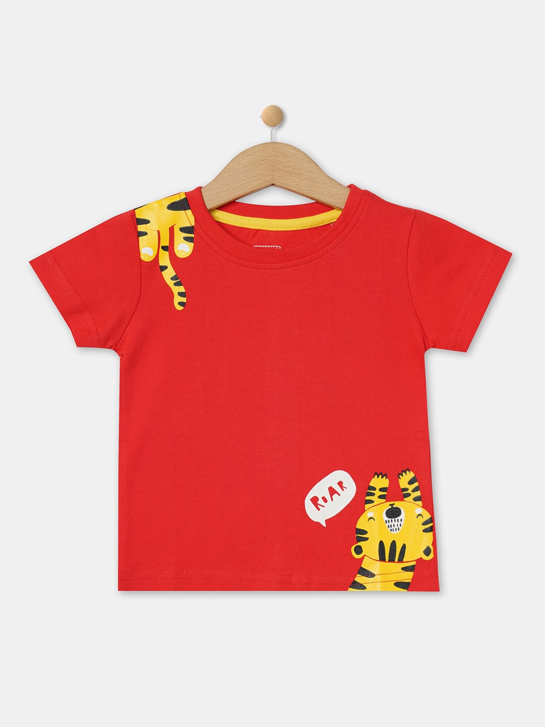 

R&B Boys Red & Yellow Printed Cotton T-shirt