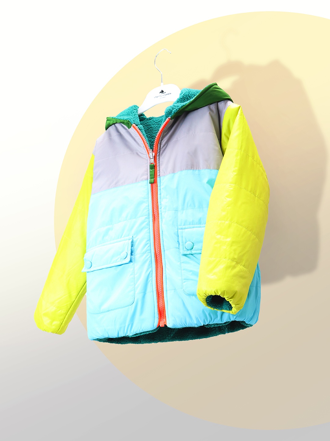 

Cherry Crumble Boys Colourblocked Padded Jacket, Yellow