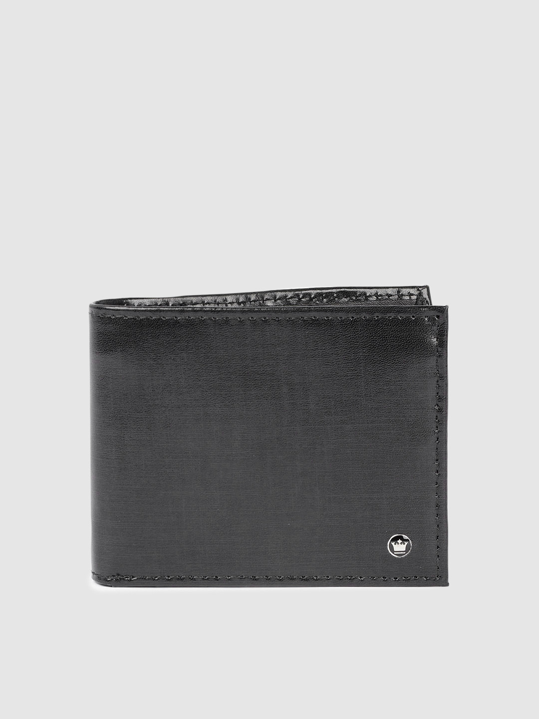 

Louis Philippe Men Black Solid Leather Two Fold Wallet