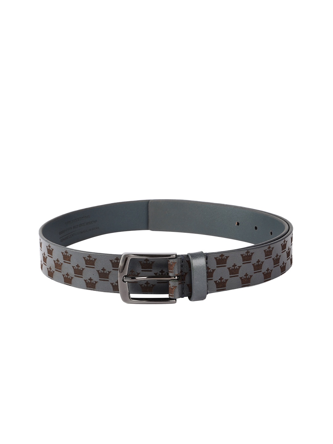 

Louis Philippe Men Navy Blue Printed Leather Belt