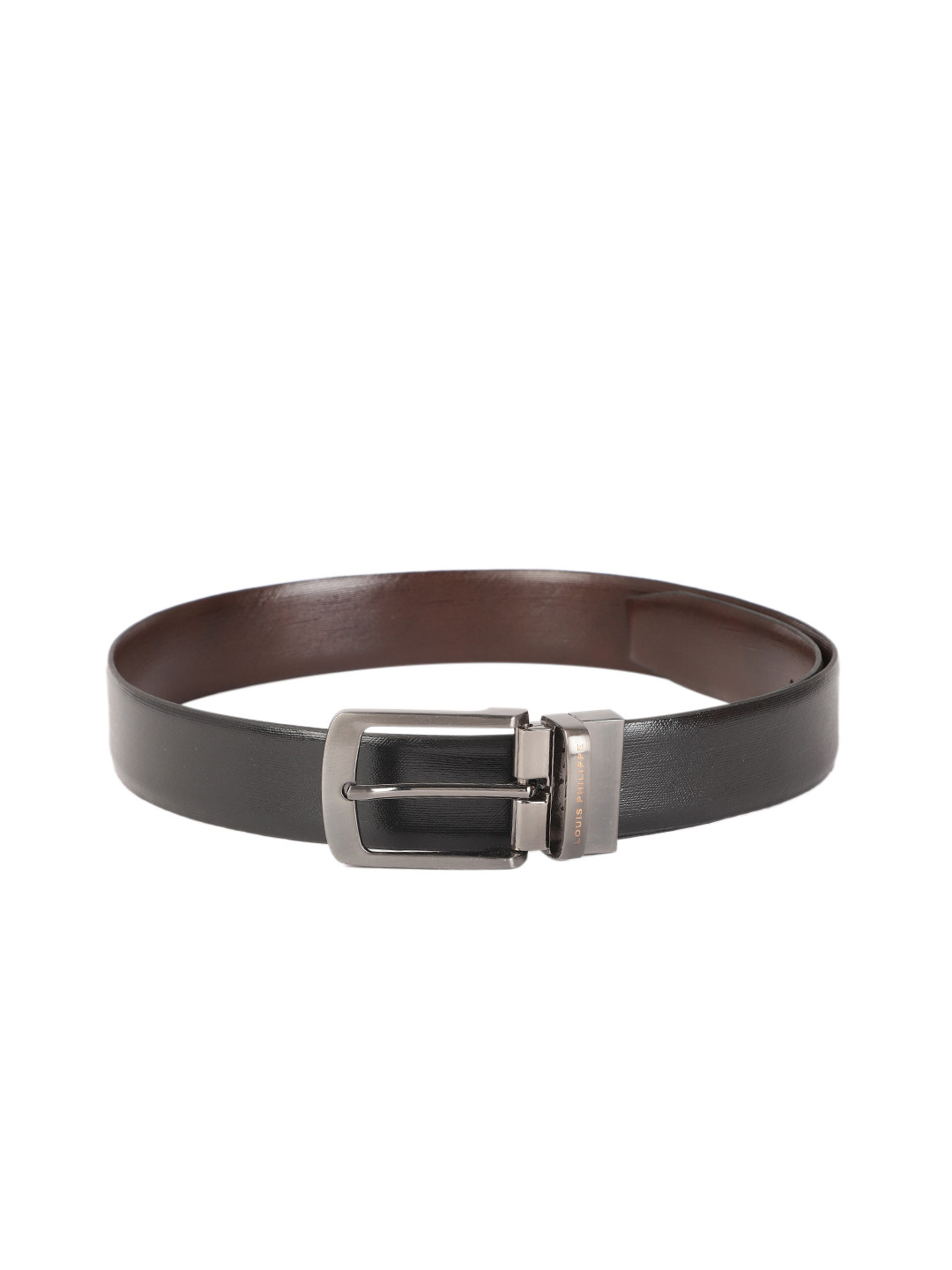 

Louis Philippe Men Black & Brown Textured Reversible Leather Belt