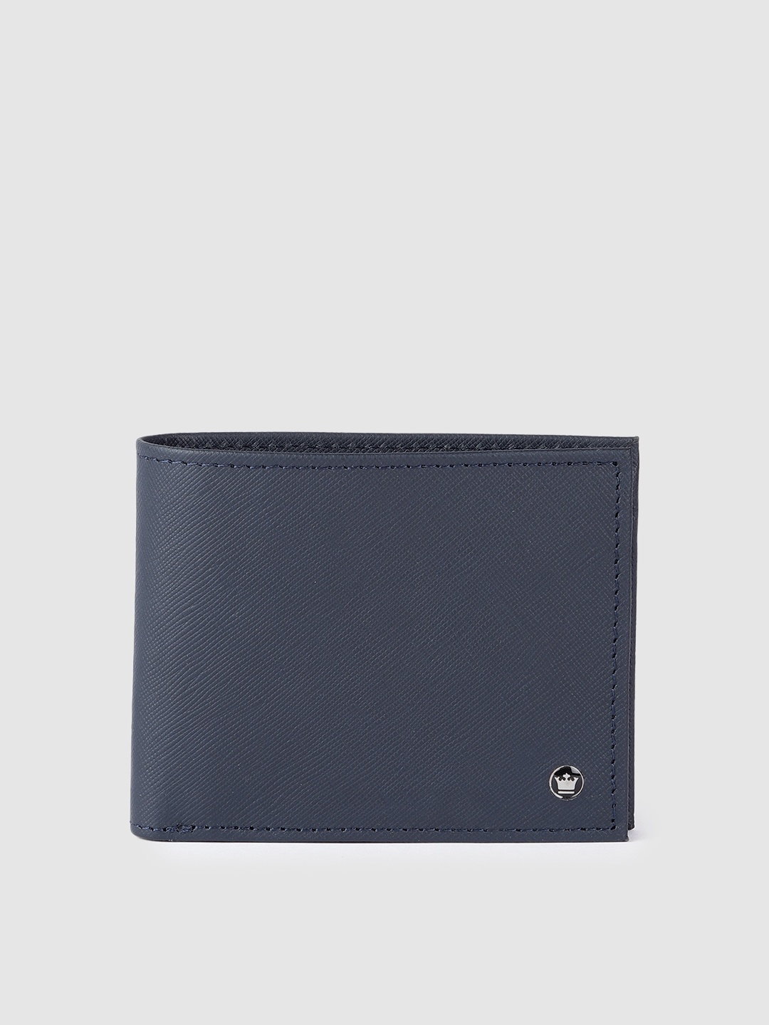 

Louis Philippe Men Leather Two Fold Wallet, Navy blue