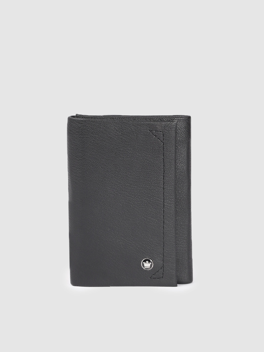 

Louis Philippe Men Black Solid Leather Three Fold Wallet