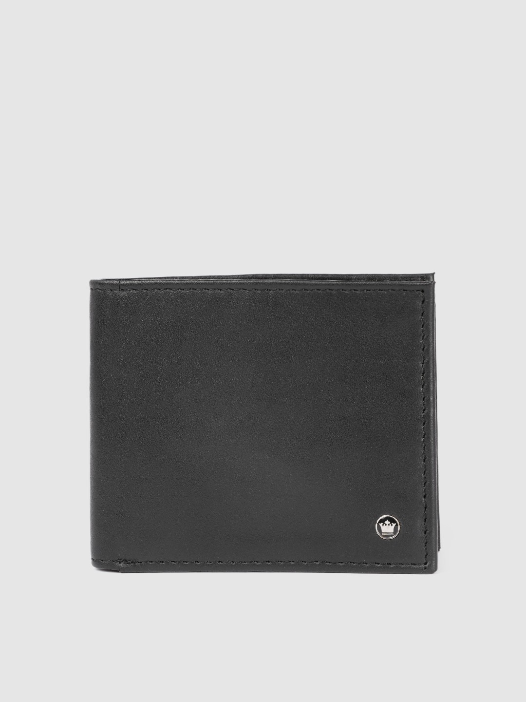 

Louis Philippe Men Black Solid Leather Two Fold Wallet