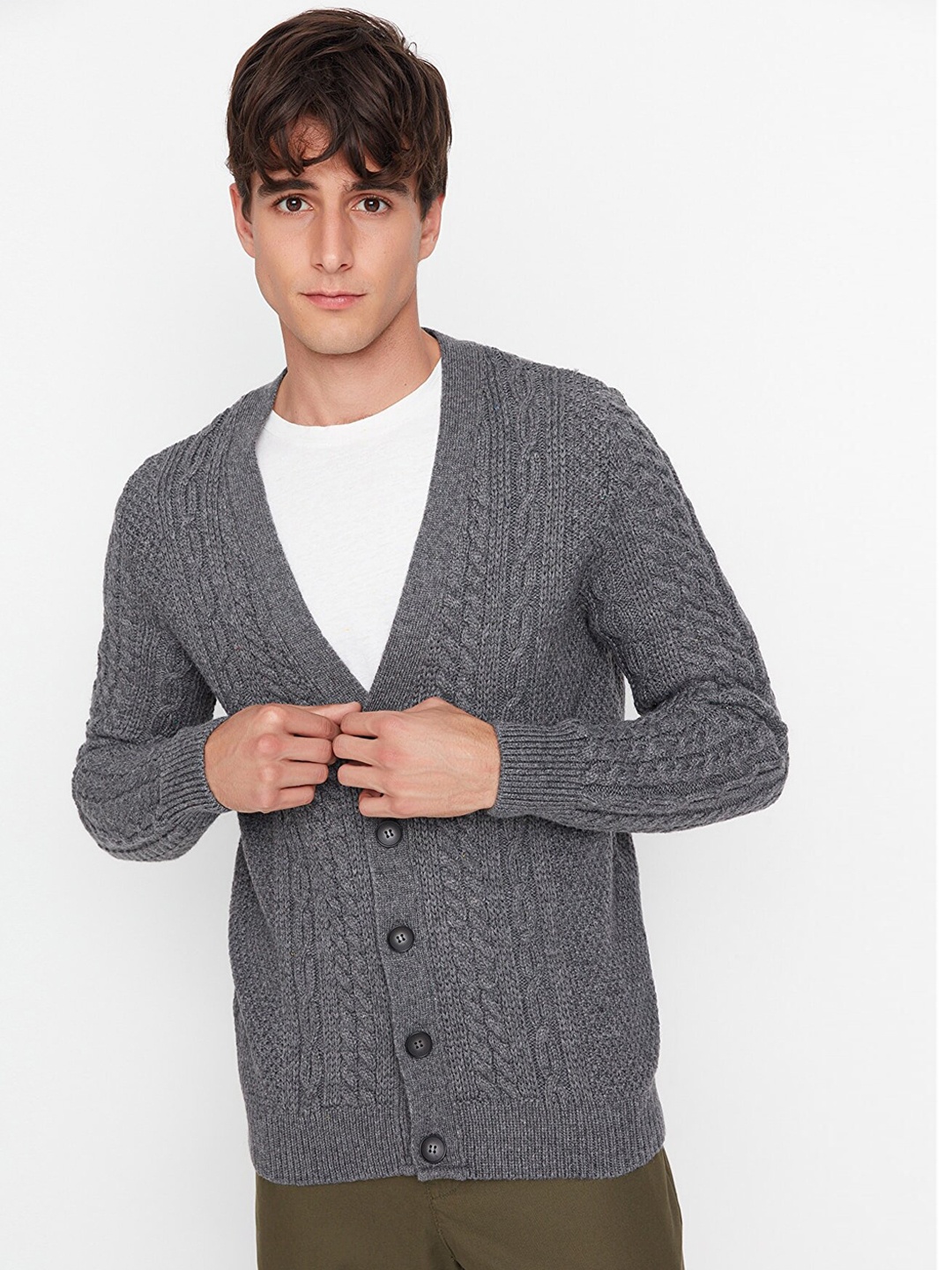 

Trendyol Men Charcoal Acrylic Tailored Jacket