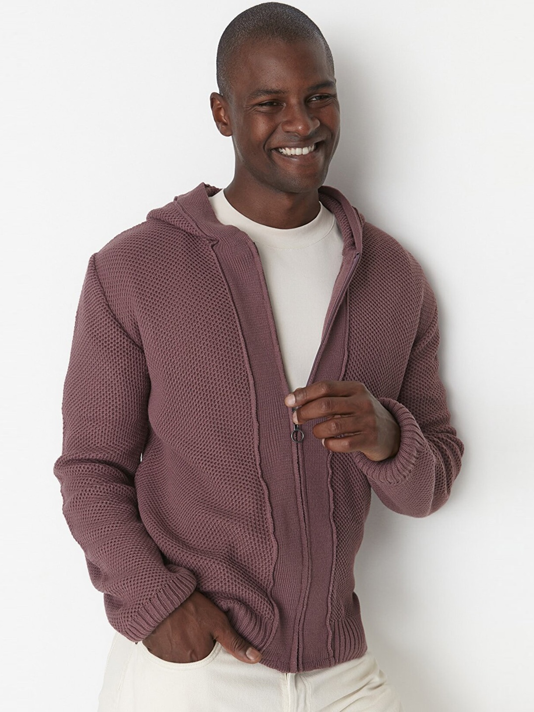 

Trendyol Men Rose Cardigan with Zip Detail