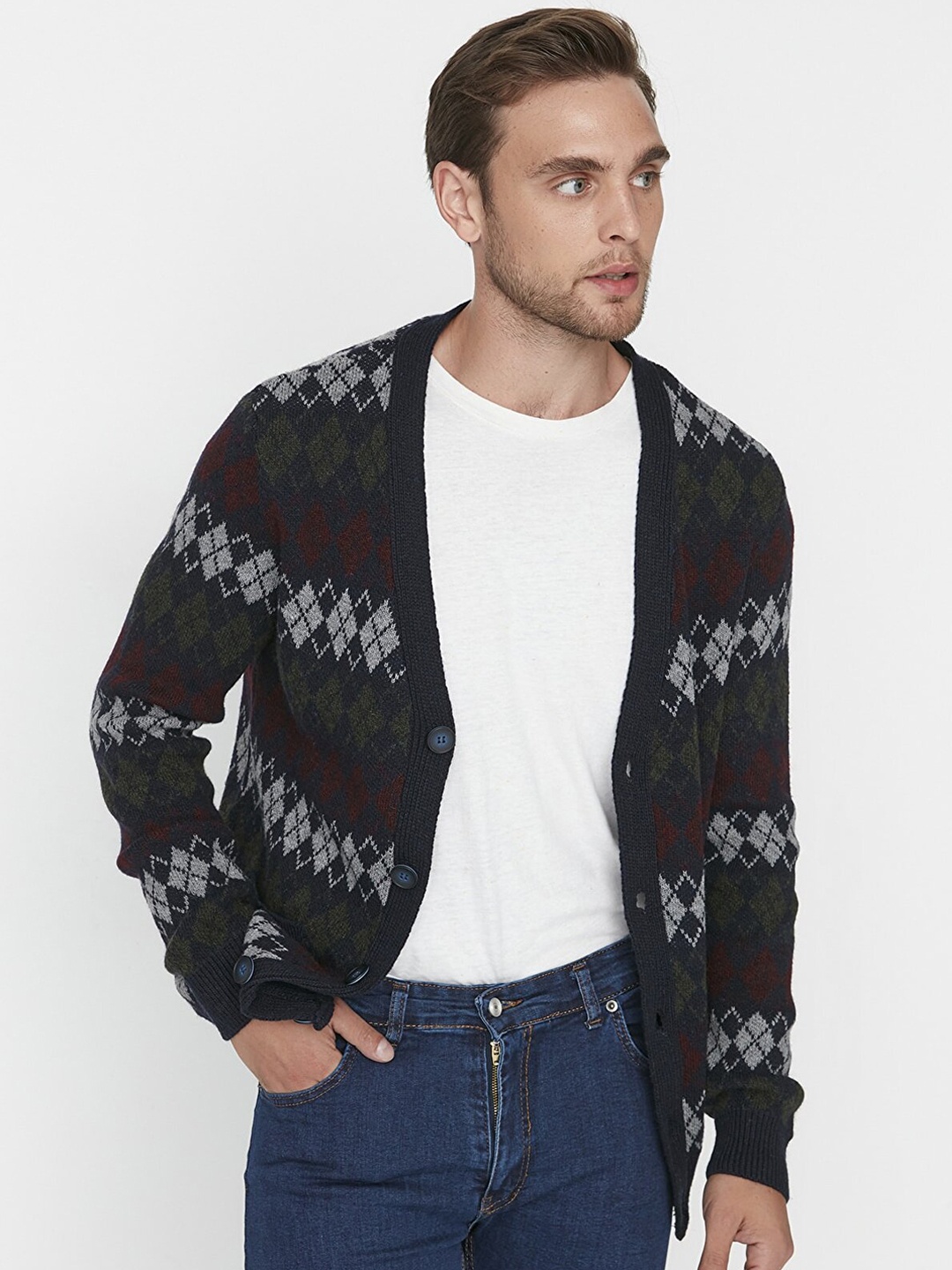 

Trendyol Men Navy Blue Cardigan