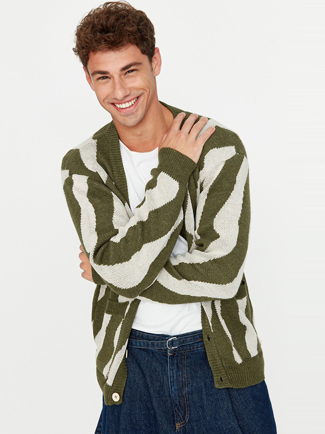 

Trendyol Men Green Beige Tailored Jacket