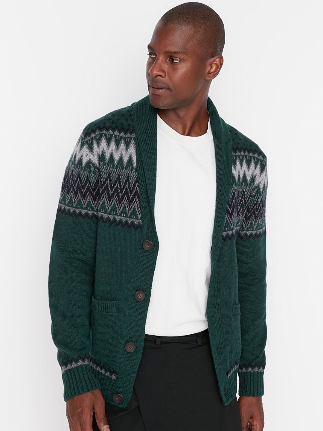 

Trendyol Men Green Longline Bomber with Patchwork Jacket