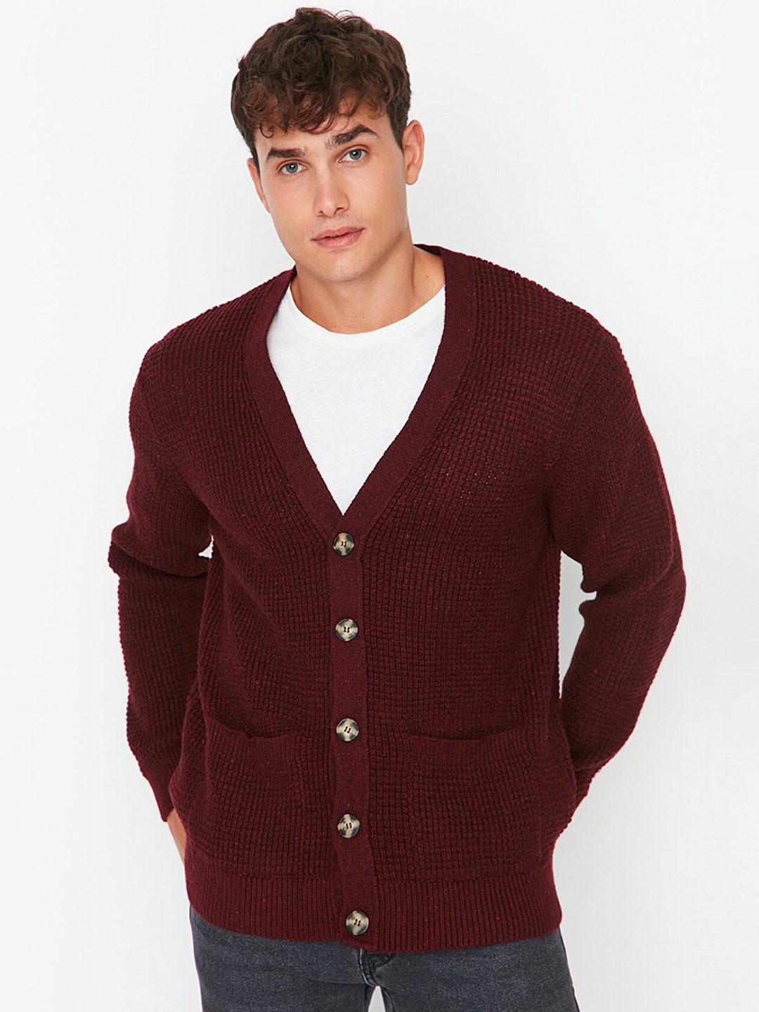 

Trendyol Men Burgundy Acrylic Tailored Jacket