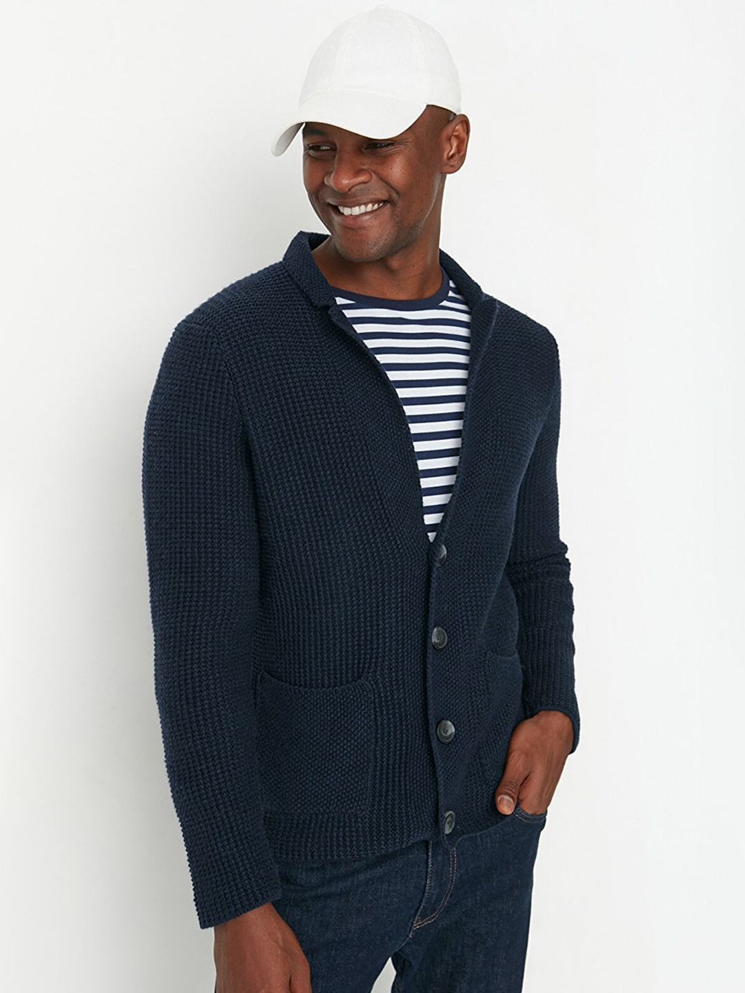 

Trendyol Men Navy Blue Open Front Jacket