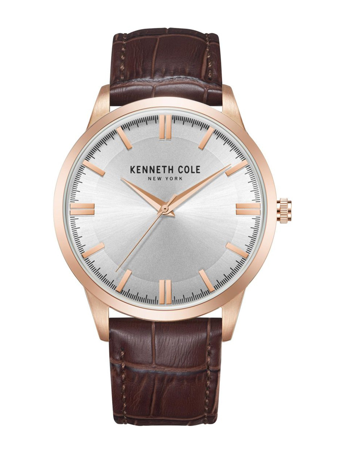 

Kenneth Cole Men Silver-Toned Dial & Brown Leather Straps Analogue Watch KCWGA2221502MN-BR