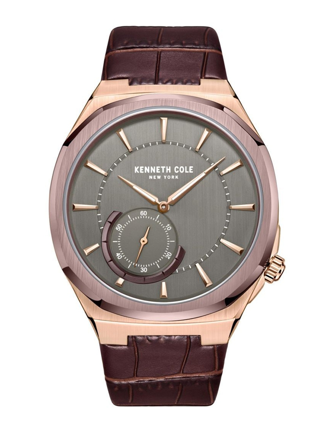 

Kenneth Cole Men Brown Dial & Brown Leather Straps Analogue Watch KCWGA2221602MN