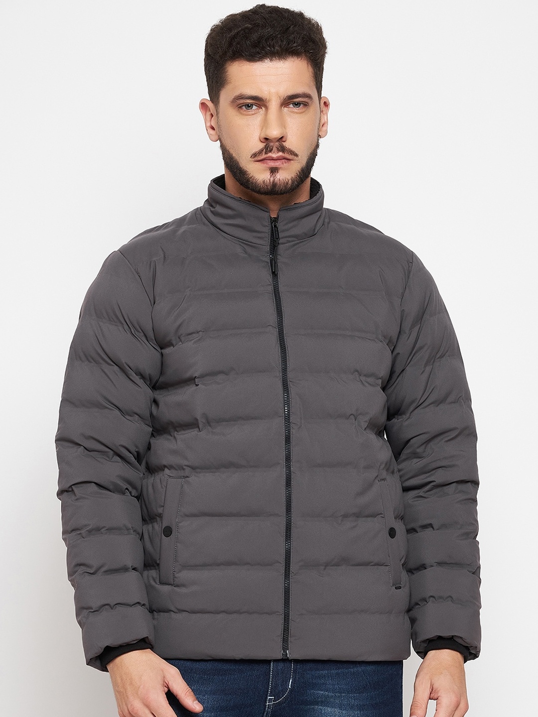 

Okane Men Grey Lightweight Puffer Jacket