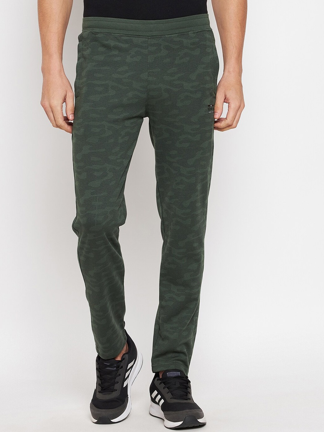 

Okane Men Olive Green Camouflage Printed Cotton Track Pants