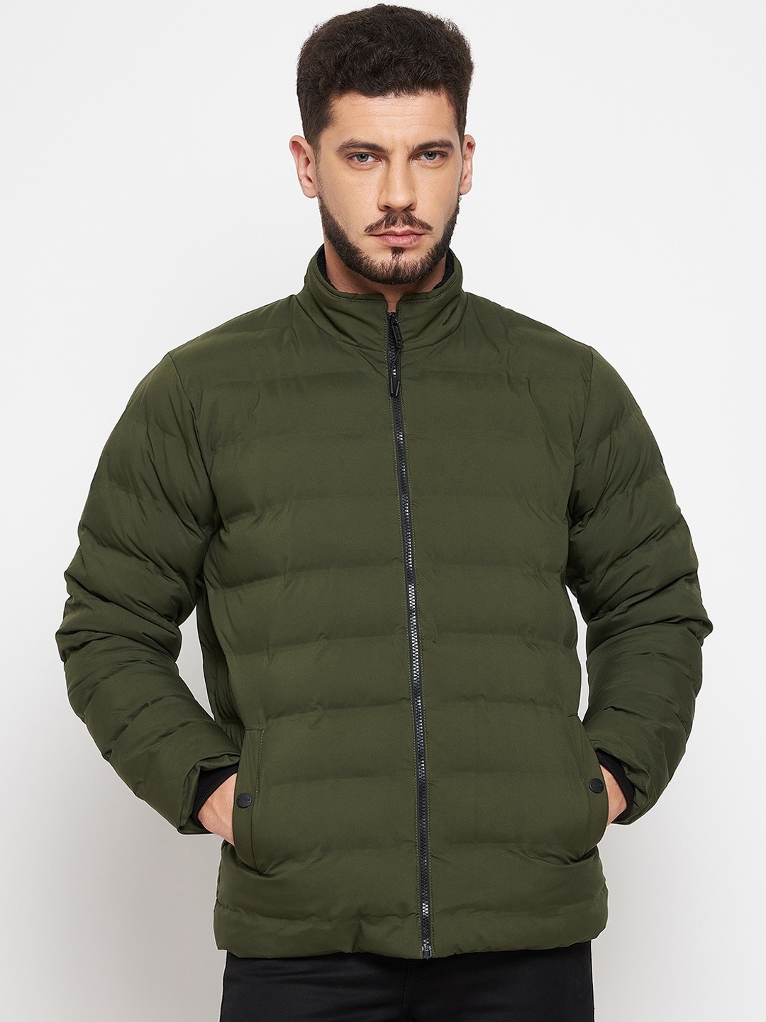 

Okane Men Olive Green Lightweight Puffer Jacket