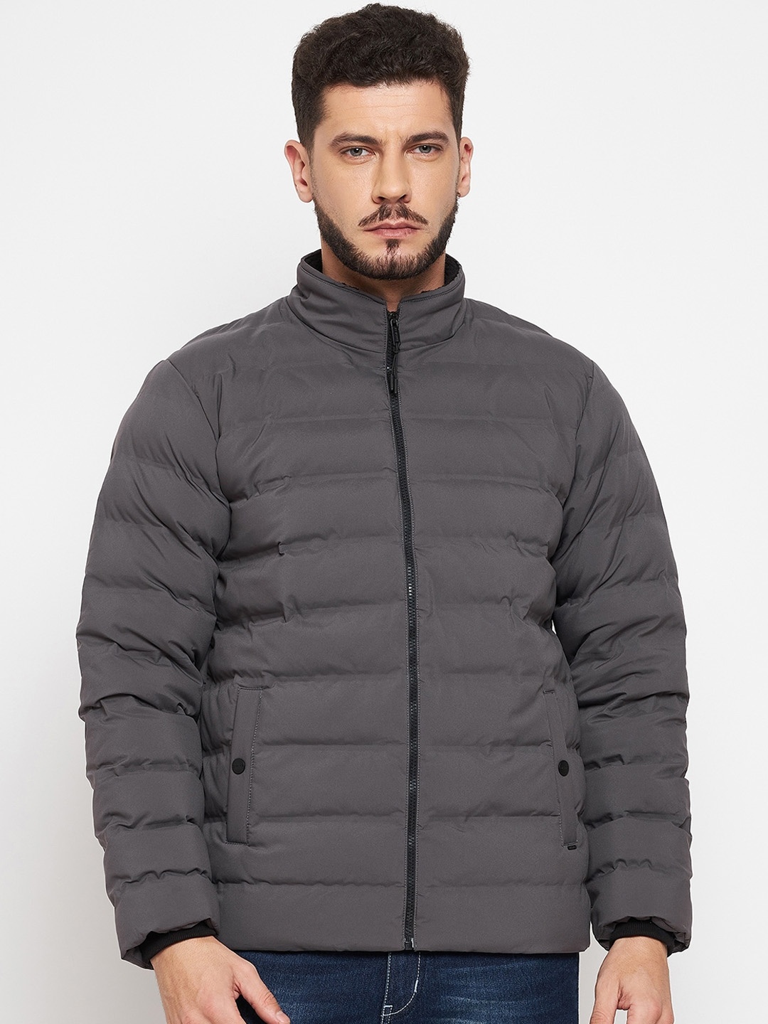 

Okane Men Grey Lightweight Puffer Jacket