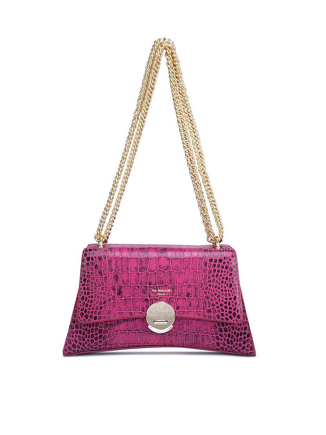 

Da Milano Pink Textured Leather Structured Shoulder Bag