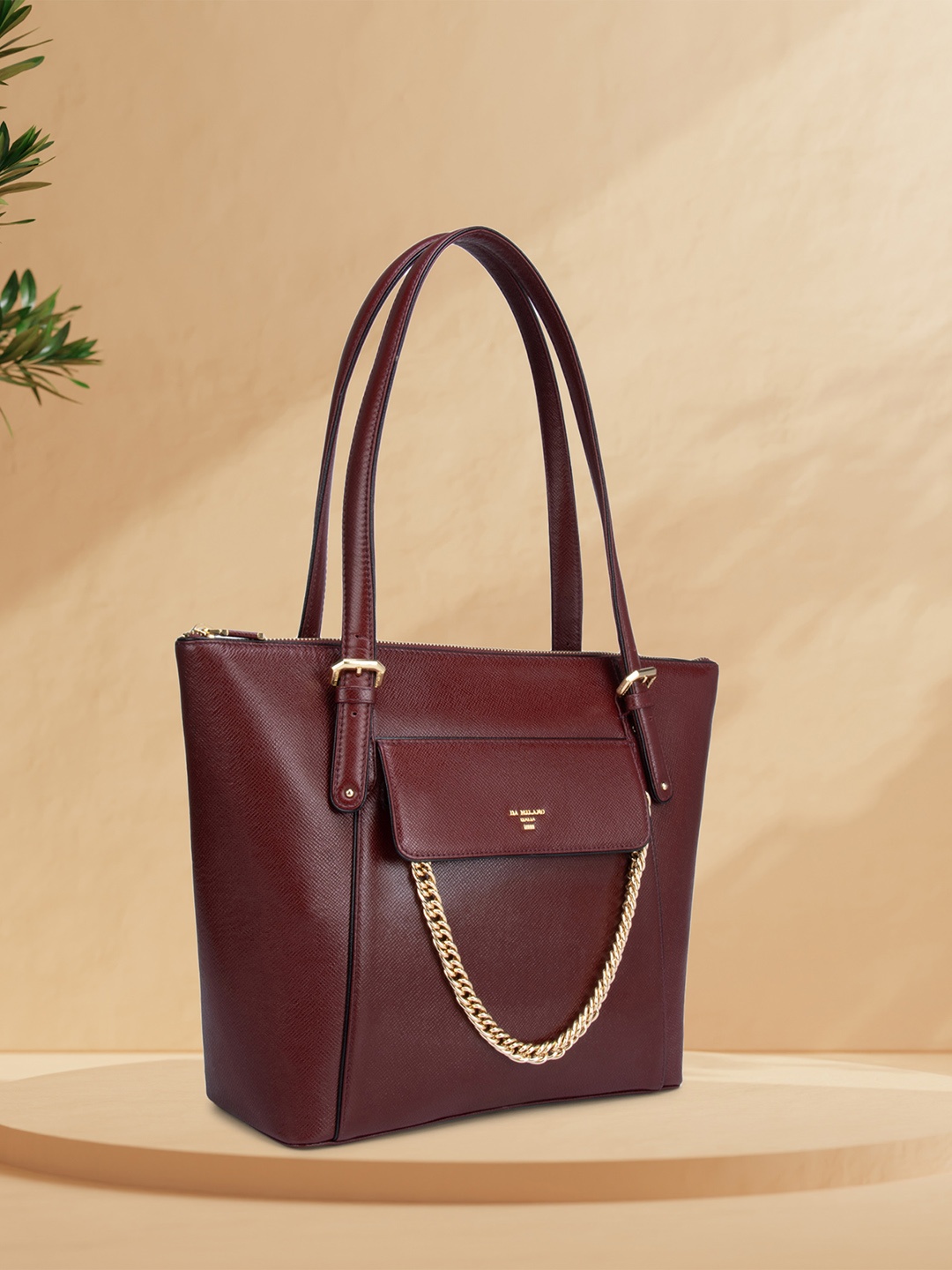 

Da Milano Women Maroon Textured Leather Structured Shoulder Bag