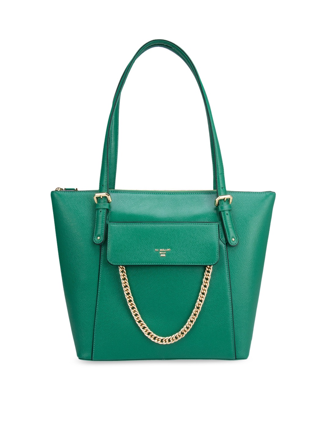 

Da Milano Green Leather Structured Handheld Bag