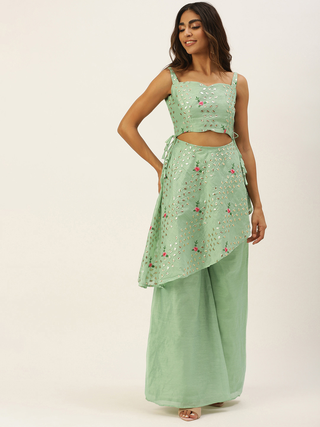 

Ethnovog Green Printed Basic Jumpsuit