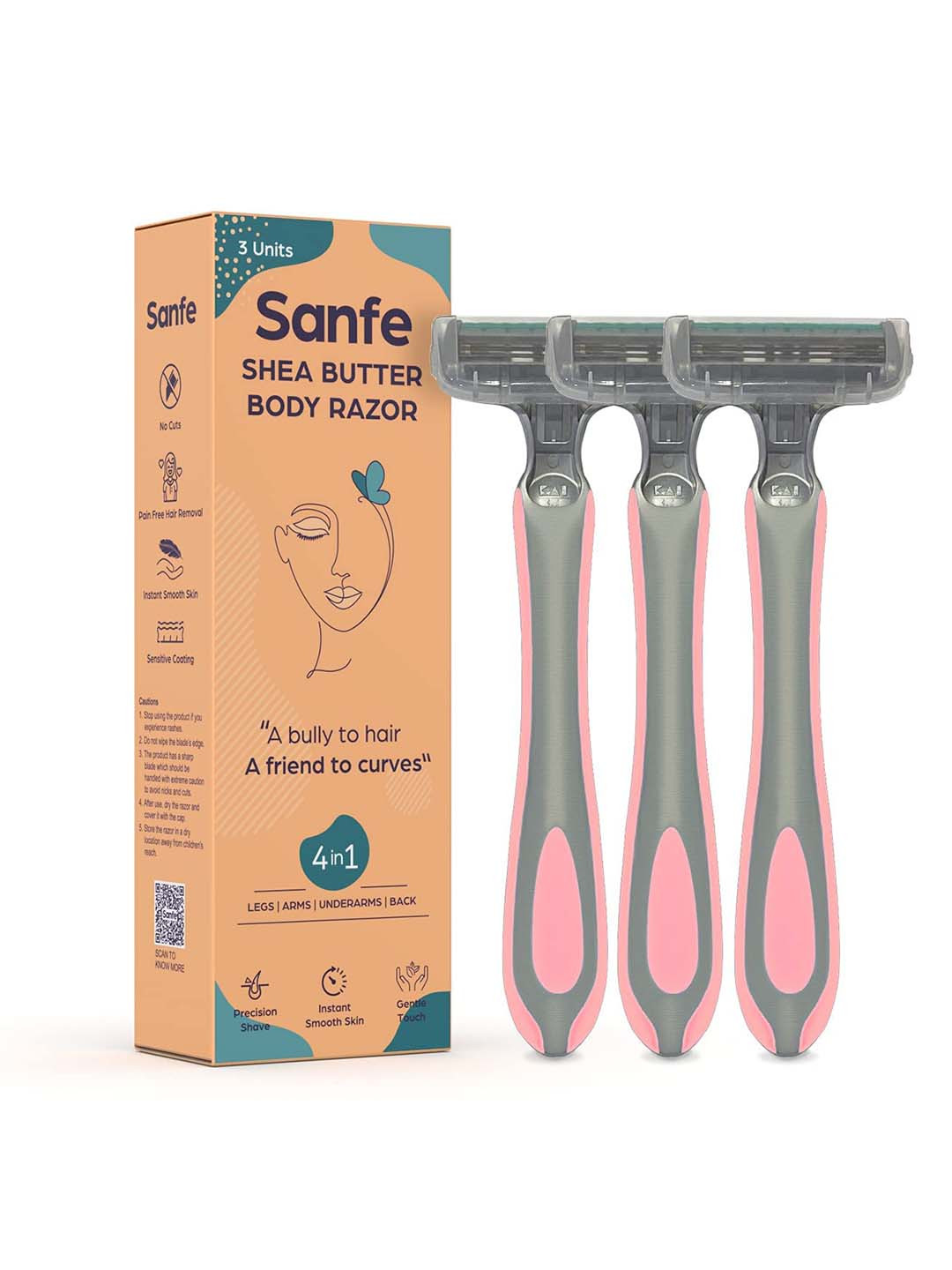 

Sanfe Women Shea Butter Body Razor for Hair Removal - 3 Pcs, Pink